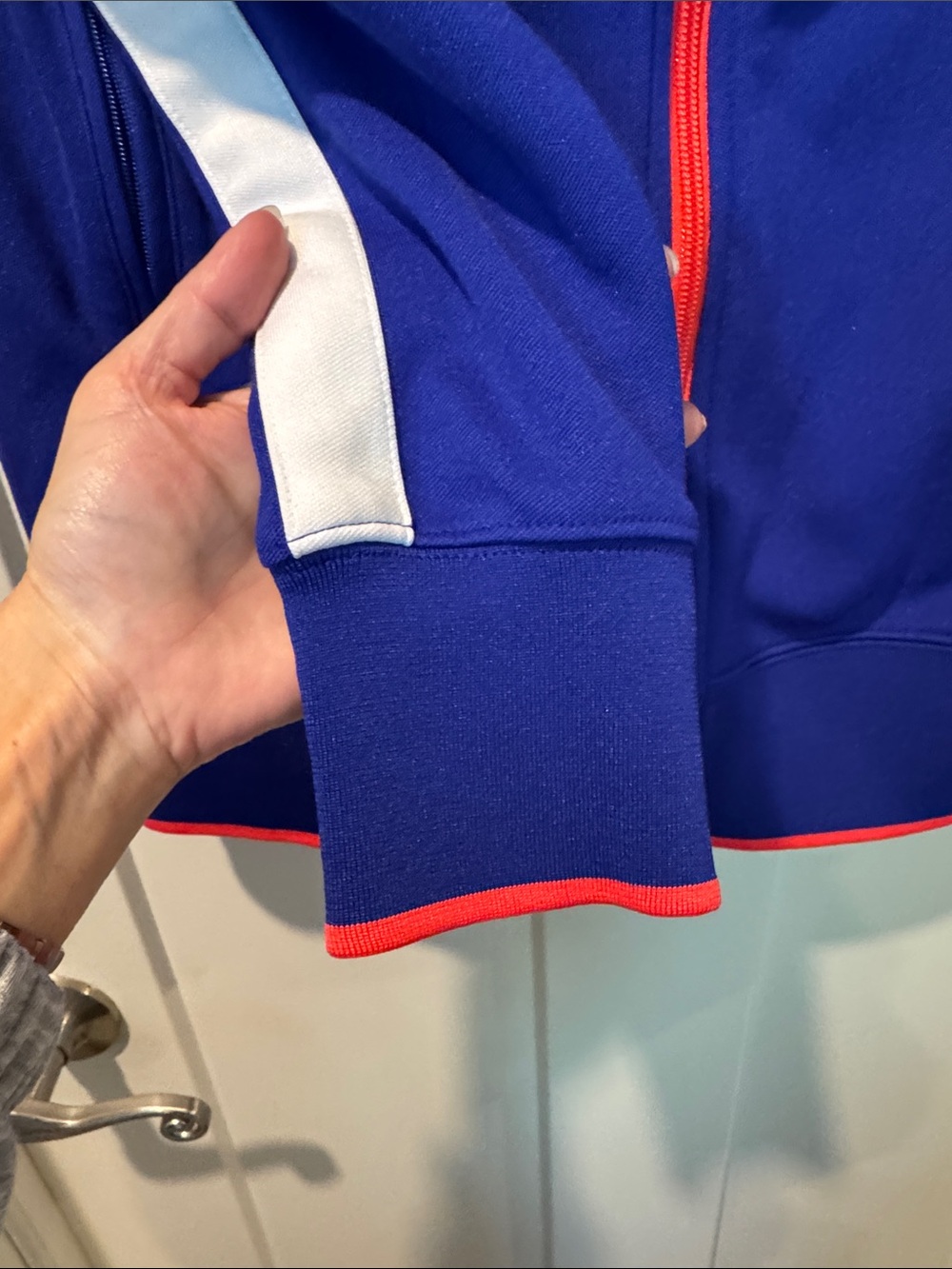 Nike Royal Blue Track Jacket with White Stripes and Red Accents - Picture 5 of 7